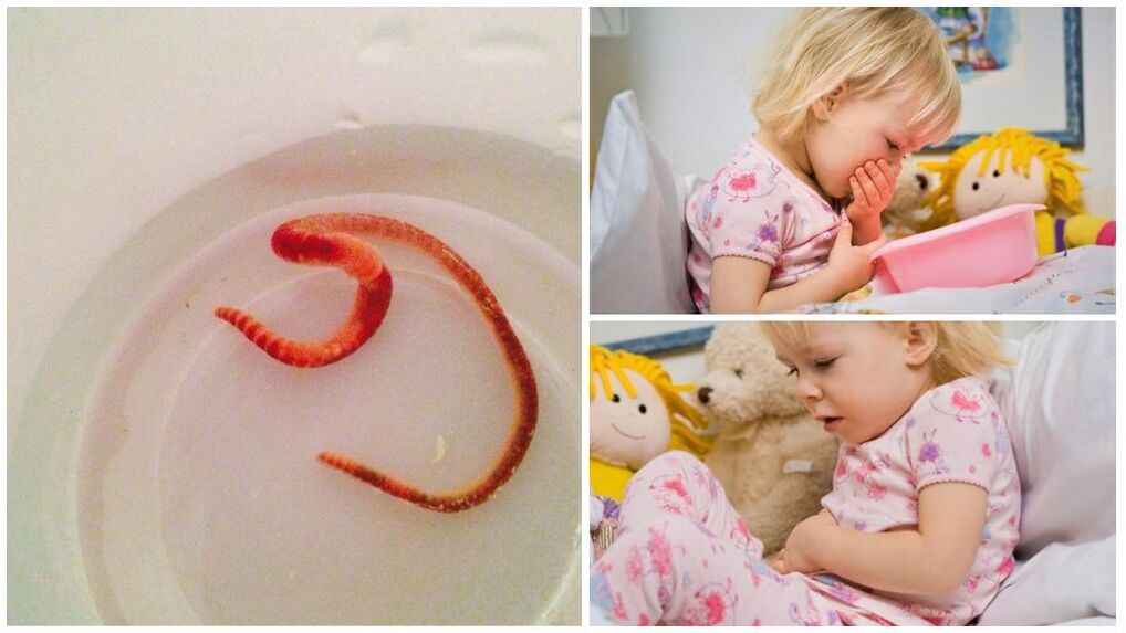 Würmer im Körper eines Kindes